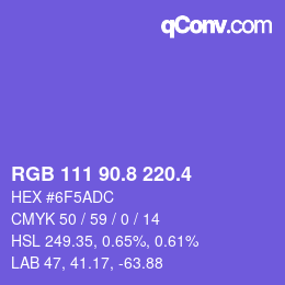 カラーコード: RGB 111 90.8 220.4 | qconv.com
