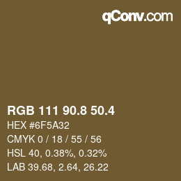 カラーコード: RGB 111 90.8 50.4 | qconv.com