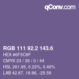 カラーコード: RGB 111 92.2 143.6 | qconv.com