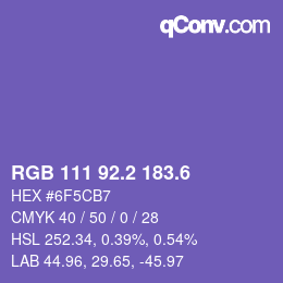 カラーコード: RGB 111 92.2 183.6 | qconv.com