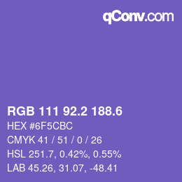 カラーコード: RGB 111 92.2 188.6 | qconv.com