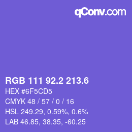 カラーコード: RGB 111 92.2 213.6 | qconv.com