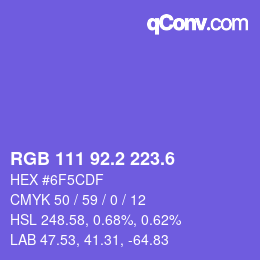 カラーコード: RGB 111 92.2 223.6 | qconv.com