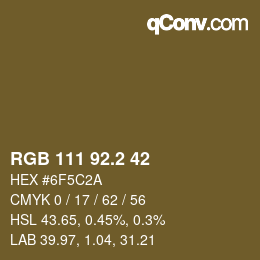 カラーコード: RGB 111 92.2 42 | qconv.com