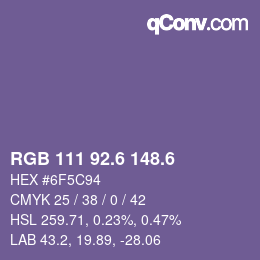 カラーコード: RGB 111 92.6 148.6 | qconv.com