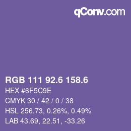 カラーコード: RGB 111 92.6 158.6 | qconv.com