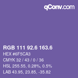 カラーコード: RGB 111 92.6 163.6 | qconv.com