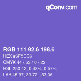 カラーコード: RGB 111 92.6 198.6 | qconv.com