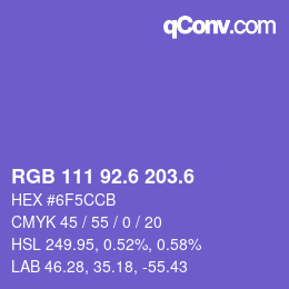 カラーコード: RGB 111 92.6 203.6 | qconv.com