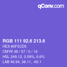 カラーコード: RGB 111 92.6 213.6 | qconv.com
