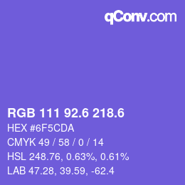 カラーコード: RGB 111 92.6 218.6 | qconv.com