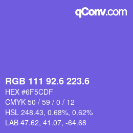 カラーコード: RGB 111 92.6 223.6 | qconv.com