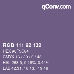カラーコード: RGB 111 92 132 | qconv.com