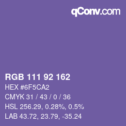 カラーコード: RGB 111 92 162 | qconv.com