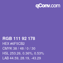 カラーコード: RGB 111 92 178 | qconv.com