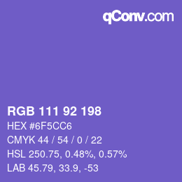 Color code: RGB 111 92 198 | qconv.com