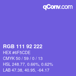 カラーコード: RGB 111 92 222 | qconv.com