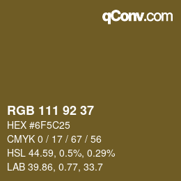 颜色代码: RGB 111 92 37 | qconv.com