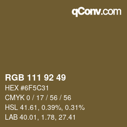 Color code: RGB 111 92 49 | qconv.com