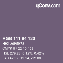 Code couleur: RGB 111 94 120 | qconv.com