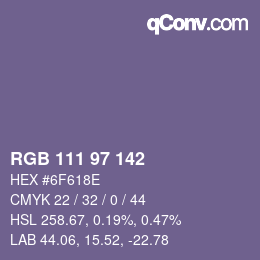 Color code: RGB 111 97 142 | qconv.com