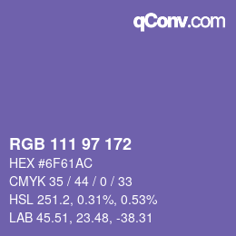 Color code: RGB 111 97 172 | qconv.com