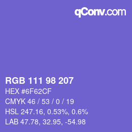 Color code: RGB 111 98 207 | qconv.com
