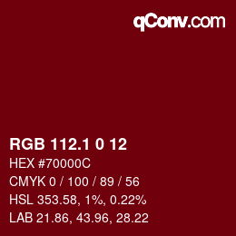 カラーコード: RGB 112.1 0 12 | qconv.com