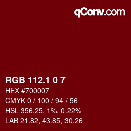 カラーコード: RGB 112.1 0 7 | qconv.com