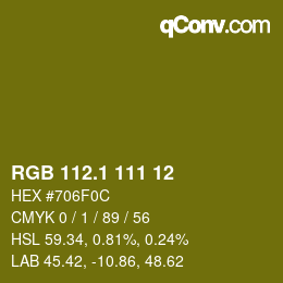 カラーコード: RGB 112.1 111 12 | qconv.com