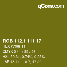 カラーコード: RGB 112.1 111 17 | qconv.com