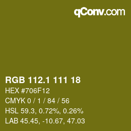 カラーコード: RGB 112.1 111 18 | qconv.com