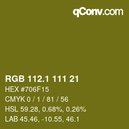 カラーコード: RGB 112.1 111 21 | qconv.com