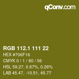 カラーコード: RGB 112.1 111 22 | qconv.com