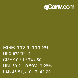 カラーコード: RGB 112.1 111 29 | qconv.com