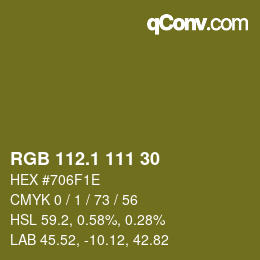 カラーコード: RGB 112.1 111 30 | qconv.com
