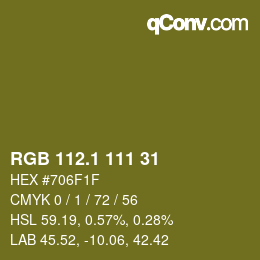 カラーコード: RGB 112.1 111 31 | qconv.com