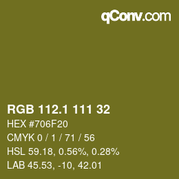 カラーコード: RGB 112.1 111 32 | qconv.com