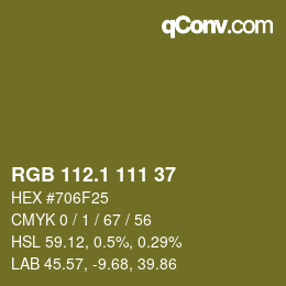 カラーコード: RGB 112.1 111 37 | qconv.com