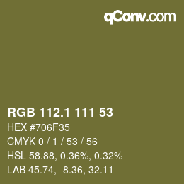 カラーコード: RGB 112.1 111 53 | qconv.com
