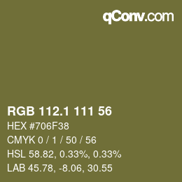 カラーコード: RGB 112.1 111 56 | qconv.com