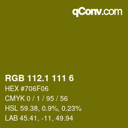 カラーコード: RGB 112.1 111 6 | qconv.com