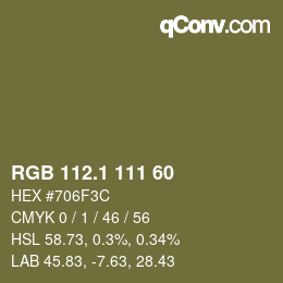 カラーコード: RGB 112.1 111 60 | qconv.com