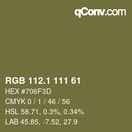 カラーコード: RGB 112.1 111 61 | qconv.com