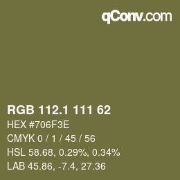 カラーコード: RGB 112.1 111 62 | qconv.com