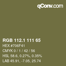 カラーコード: RGB 112.1 111 65 | qconv.com