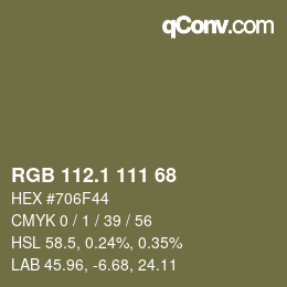 カラーコード: RGB 112.1 111 68 | qconv.com