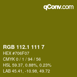 カラーコード: RGB 112.1 111 7 | qconv.com