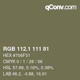 カラーコード: RGB 112.1 111 81 | qconv.com