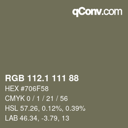 カラーコード: RGB 112.1 111 88 | qconv.com